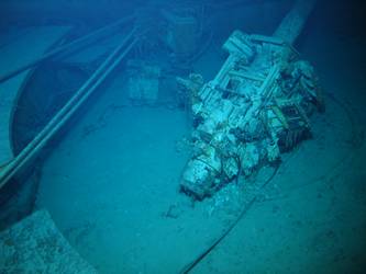 5.9-inch gun situated in No. 2 hold, trained 135deg to stbd